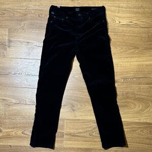 Citizens Of Humanity Black Velvet Pants Cara High Rise Cigarette Ankle Size 26